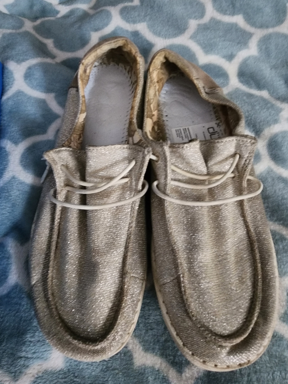 Women's Wendy Heydude Metallic Gold Sparkle Slip-On Loafers